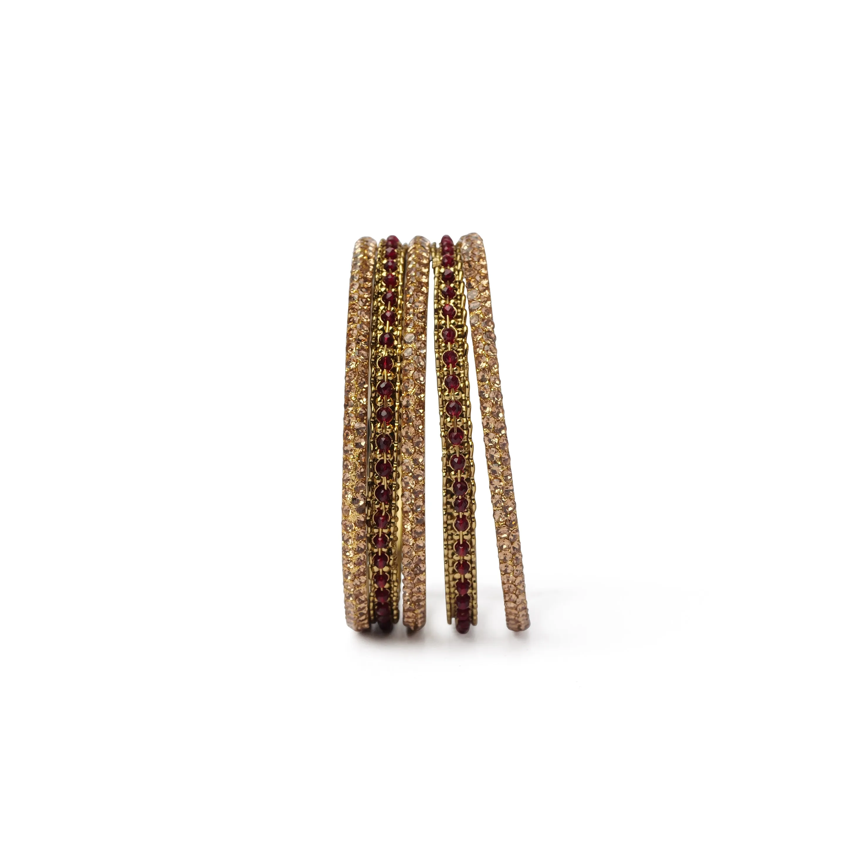 Zaida Bangle Set in Maroon and Antique Gold