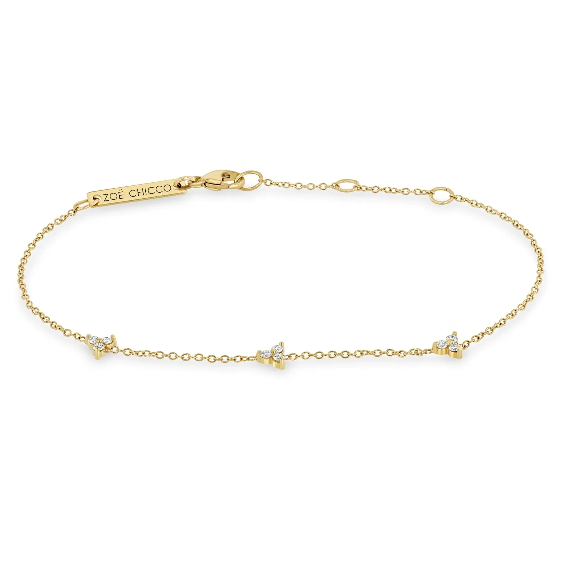 Zoe Chicco 14K Yellow Gold Diamond Trio Station Bracelet