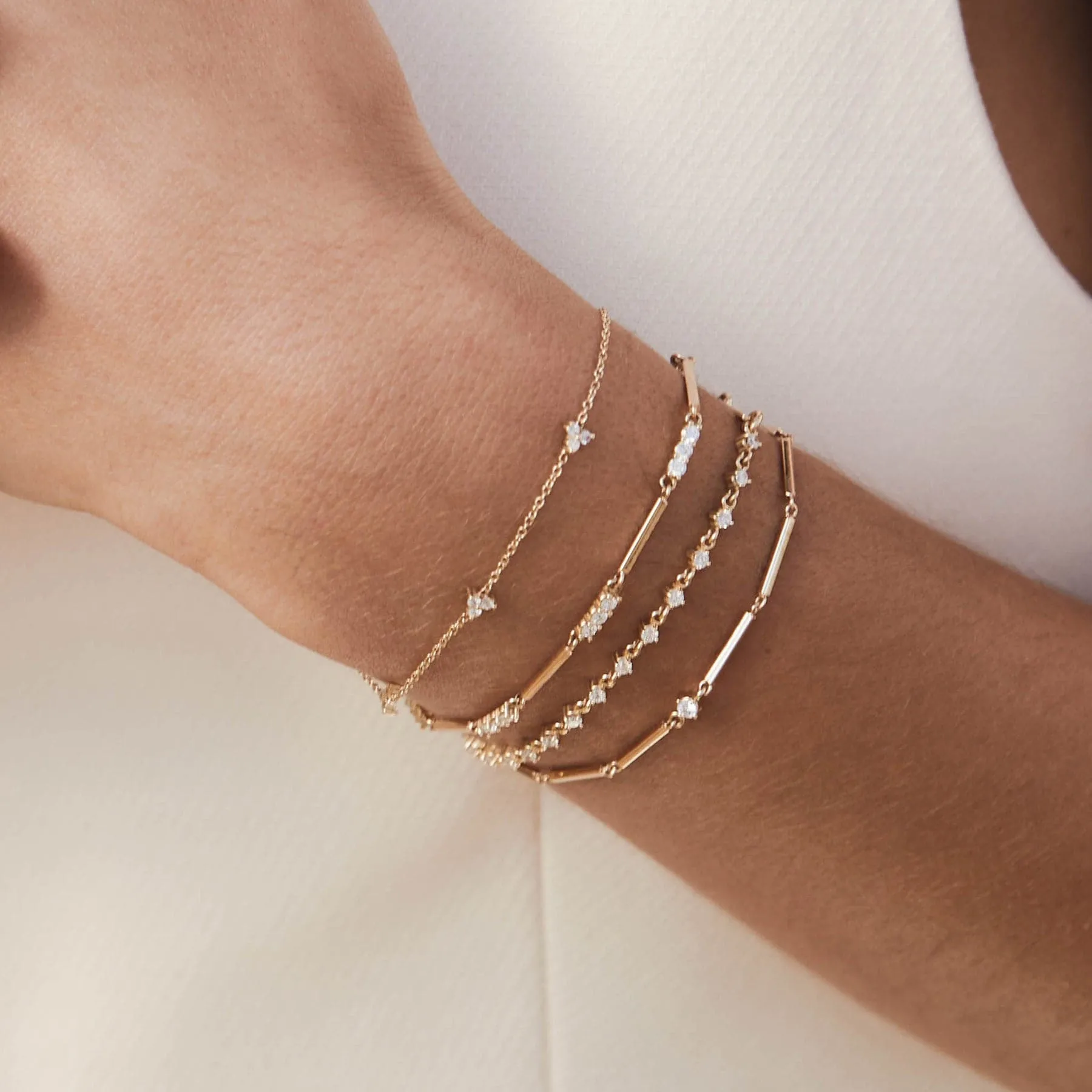 Zoe Chicco 14K Yellow Gold Diamond Trio Station Bracelet